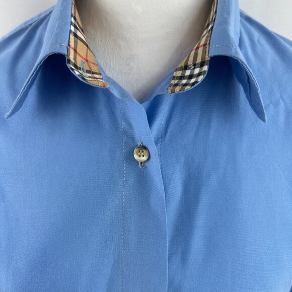 Rare Vintage Burberry Blue Cotton Shirt – Preppy Minimalist - Women's Medium - Picture 5 of 14